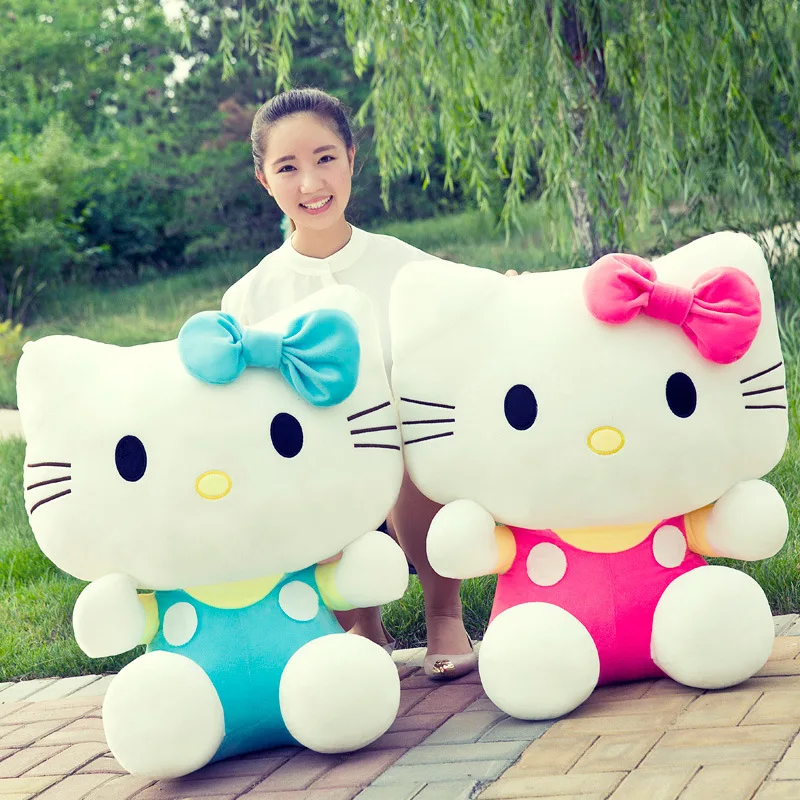 20-80cm Sanrio Hello Kitty Kt Cat Doll Kawaii Plush Toy Cat Doll Doll Girl Birthday Present Room Decoration Toy For Children