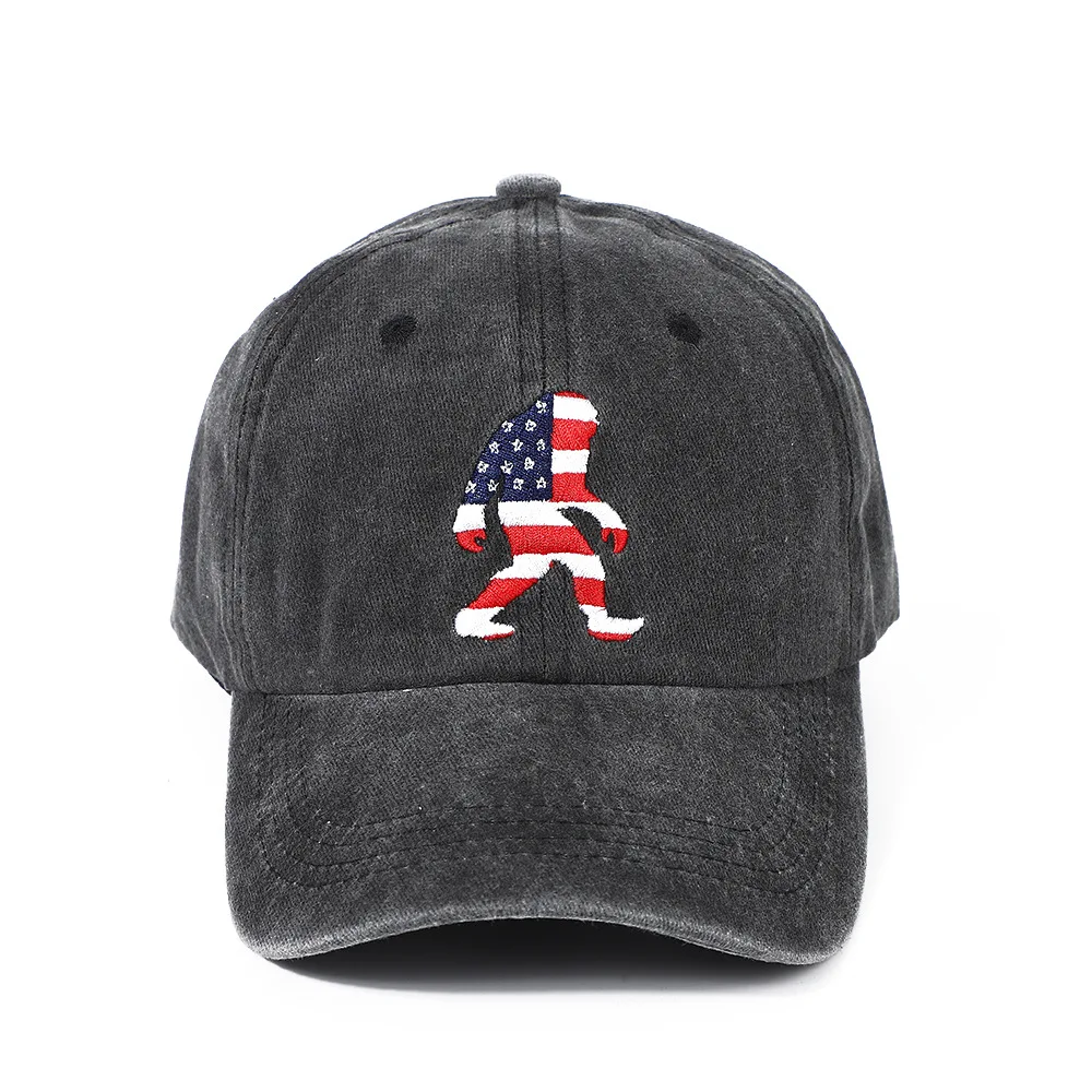 Gewaschene amerikanische Flagge Ape Man bestickte Mütze für Männer und Frauen, Retro-Außenhandel, lässige, vielseitige Baseballmütze, verstellbar