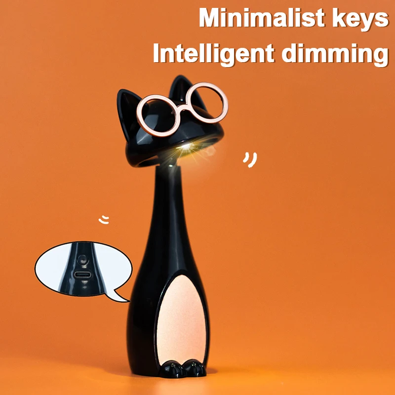 Luce notturna a LED Cartoon Cute Pet Cat Ricarica USB Luce notturna a LED Camera da letto Comodino Luce per dormire Dormitorio Decorativo come regalo