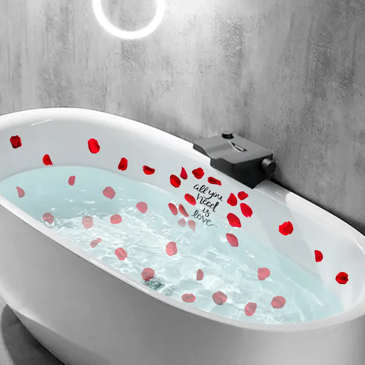 Rose petal pattern PVC waterproof and anti slip bathtub sticker, home decoration, Valentine's Day decoration
