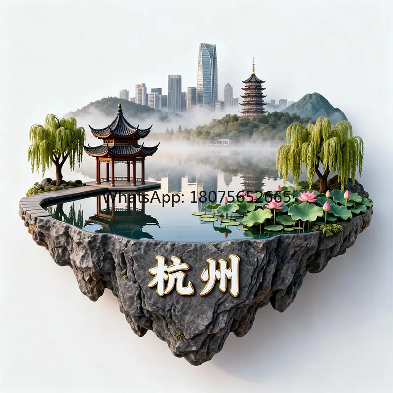 Refrigerator magnet 3d levitating metal travel souvenir gift