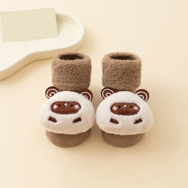 Infant Cartoon Floor Socks Nonslip Rubber Grip Cotton Terry Knee Socks Prewalker Floor Socks 0-3Year Baby Accessory