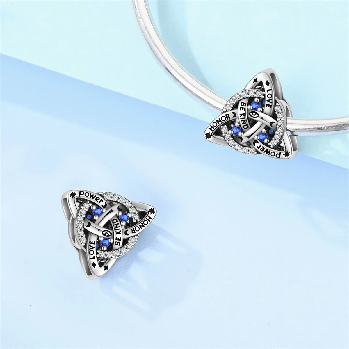 925 Sterling Silver Trinity Knot Irish Celtic beads Triquetra Band Evil Eye Star Moon beads Fit Bracelet Jewelry Gift for Women