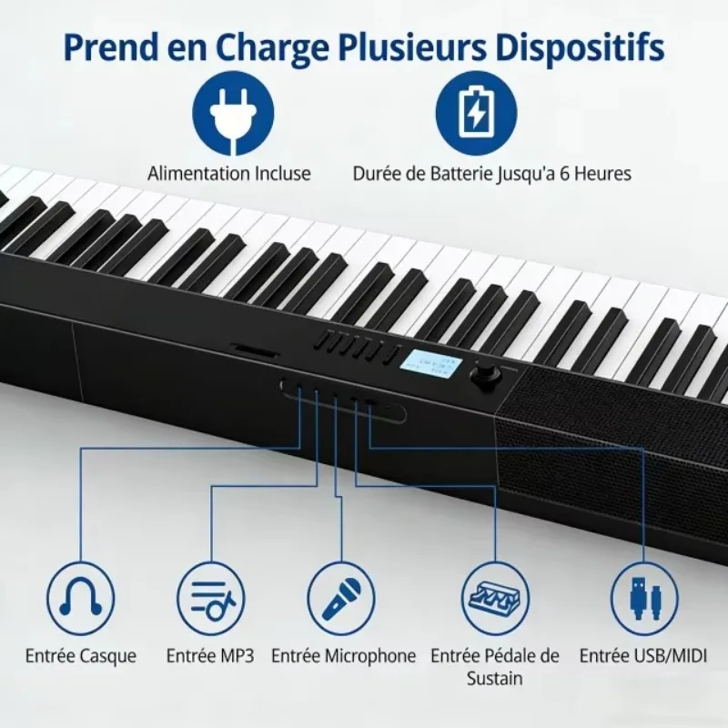 Portable Piano Keyboard 88 Key Weighted Digital Piano Hammer Action Electronic Keyboard Piano