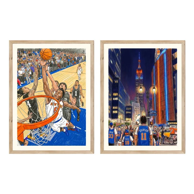New York Basketball Playoffs Poster Jalen Brunson NYC Finals Sports Canvas Painting Wall Art Picture for Living Room Home Decor