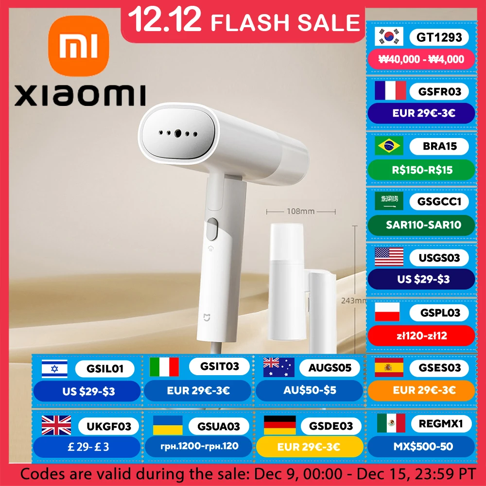 XIAOMI MIJIA vaporizadores de ropa de mano 2,26S calentamiento rápido, plancha para el hogar, oficina 220V,160ml, vaporizador plegable portátil para ropa