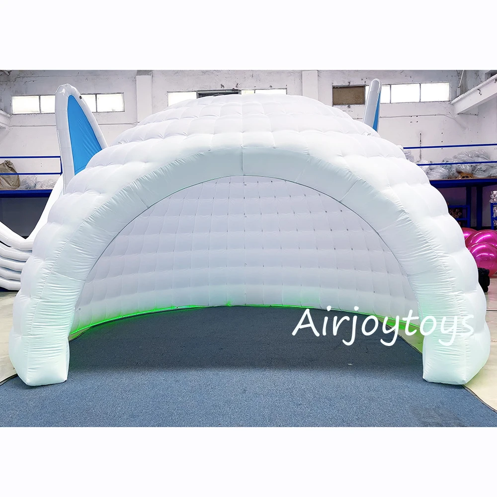 Buntes aufblasbares LED-Kuppelzelt zum Neupreis. Luxuriöses aufblasbares Iglu-Zelt, weißes Haus für Veranstaltungen im Freien