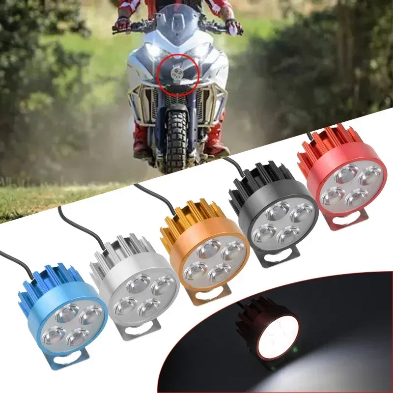 5 Colors  4 LED 12V-90V LED Motorbike E-bike Headlamp Super Bright Light Waterproof Bulb car styling  Motorcycle Headlight