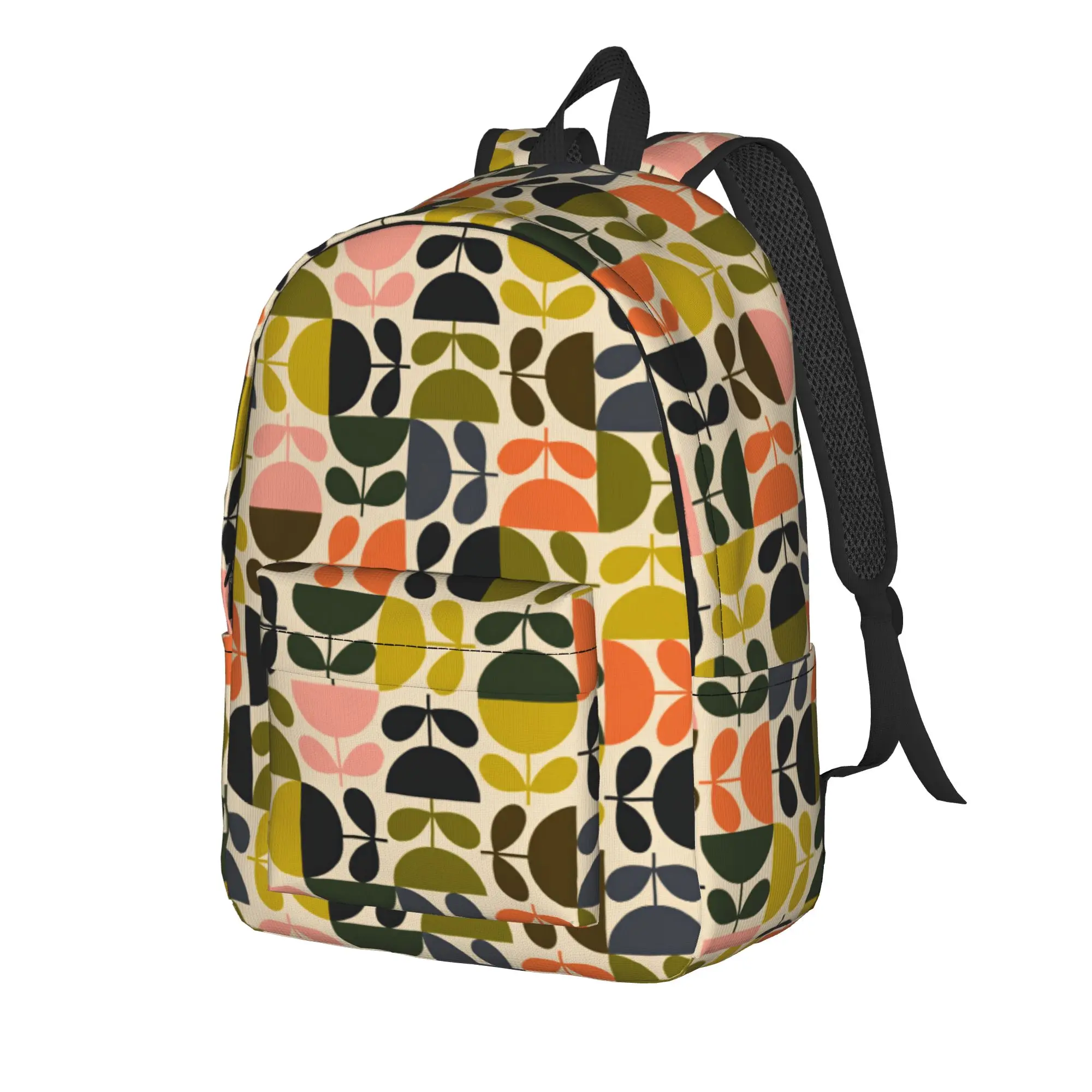 Retro Multicolor Geometric Leaf Flower Seamless Pattern Backpack  Hiking Backpacks Teen Streetwear School Bags Large Rucksack