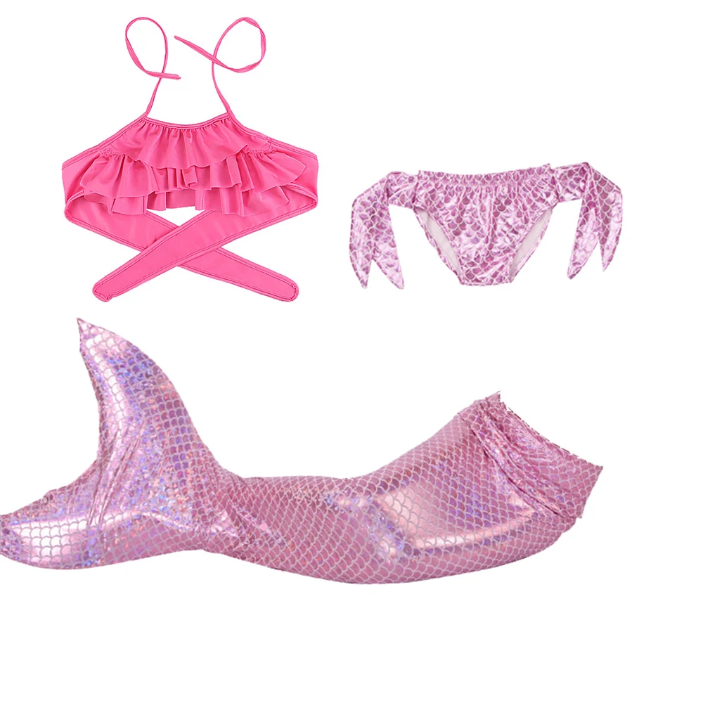 Little Girl Mermaid Tail Props, Kids Beach Bikini Swimsuit, Mermaid Cosplay Swimsuit, Birthday Gift for Girls