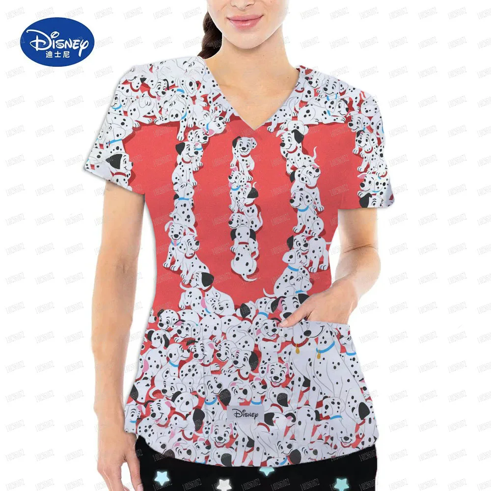 Nurse uniform 101 Dalmatians frosted top Kuila women's uniform casual nurse uniform clinical V-neck shirt doctor work uniform