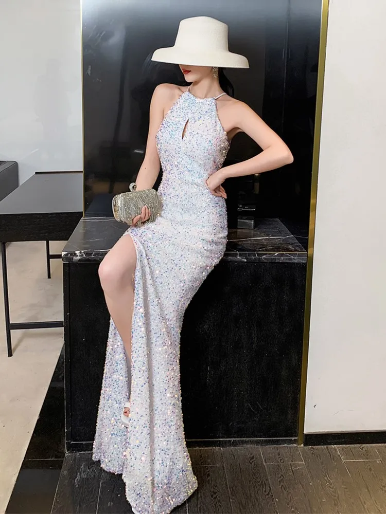 

Neline Evening Gown Women Empr 2026 New Dr Ball Ele Fi Tail High Quali Sexy Long Svel Pure Color Korean...