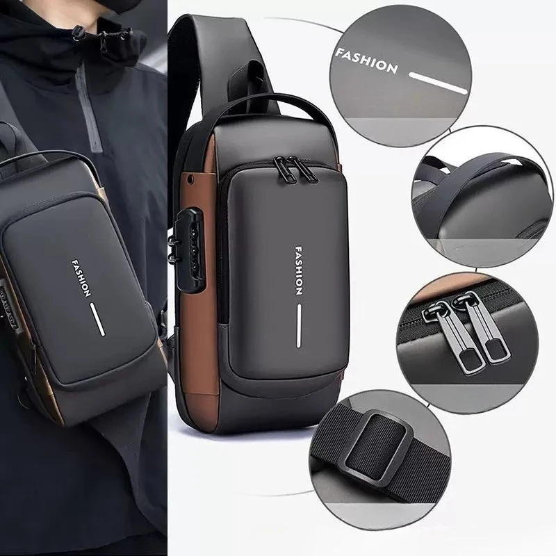 

Men's Multifunction Anti-theft USB Shoulder Bag Man Crossbody Cross Body Travel Sling Chest Bags Pack Messenger Pack for Male