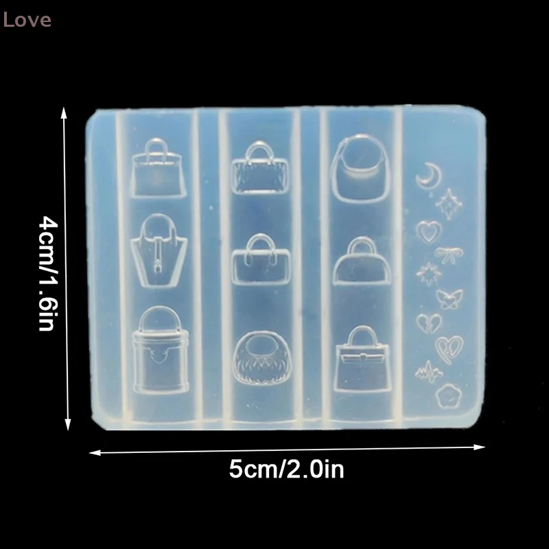 [L&P] 1개 3D 귀여운 만화 가방 모양 네일 아트 장식 몰드 DIY 실리콘 투명 템플릿 장식품 선물