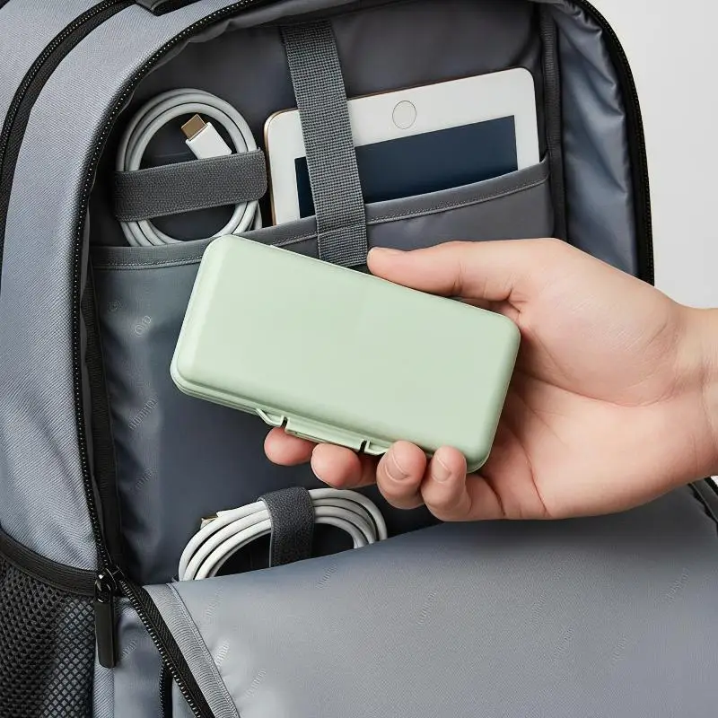 USB Phone Accessories Storage Box Organizer Portable Foldable Lightweight PP Material Multi Compartment Lid For Office Supplies