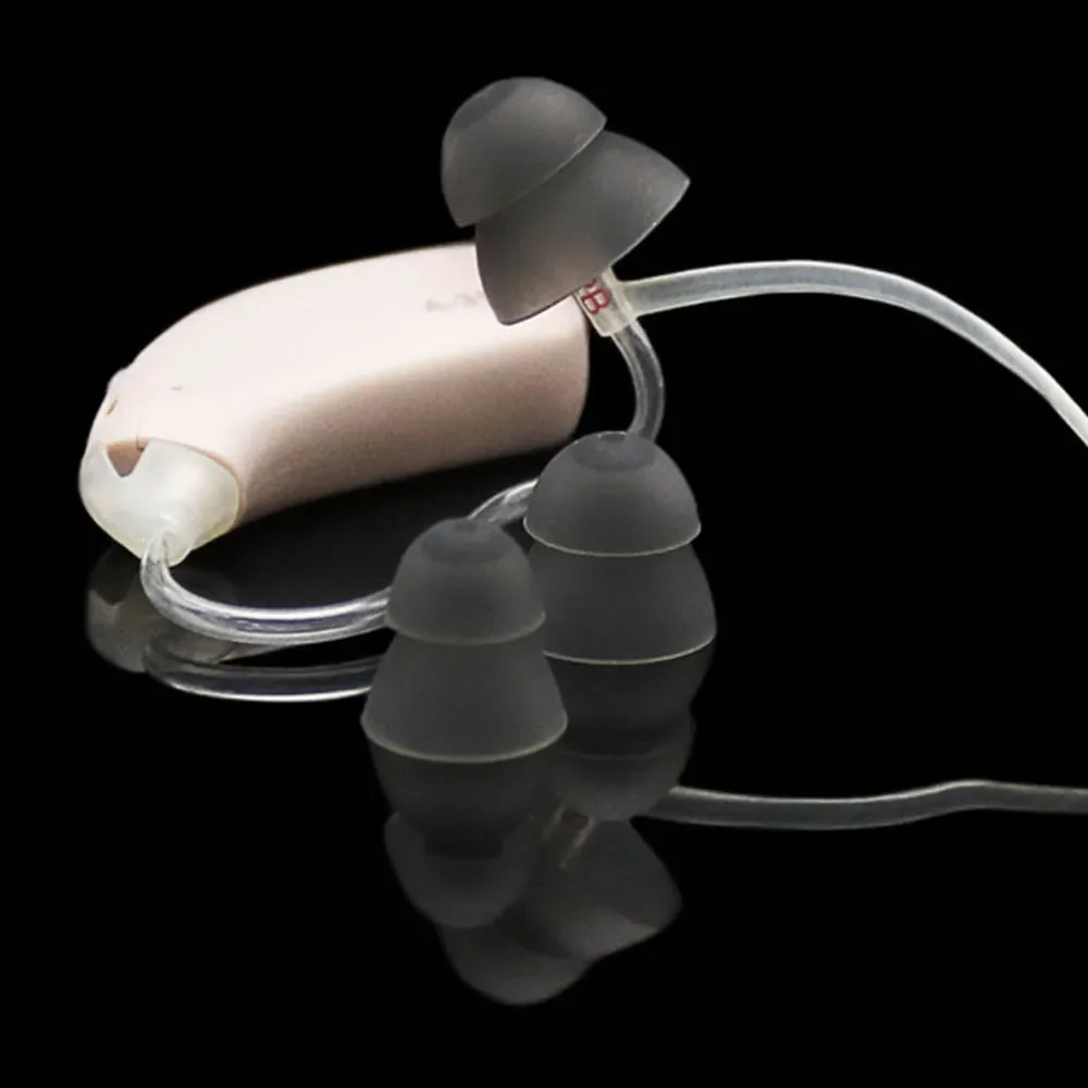 10 sztuk/zestaw zamknięte kopułki aparatu słuchowego zatyczki do uszu silikonowe dwuwarstwowe antystatyczne końcówki douszne wymiana akcesoria do aparatów słuchowych 8mm