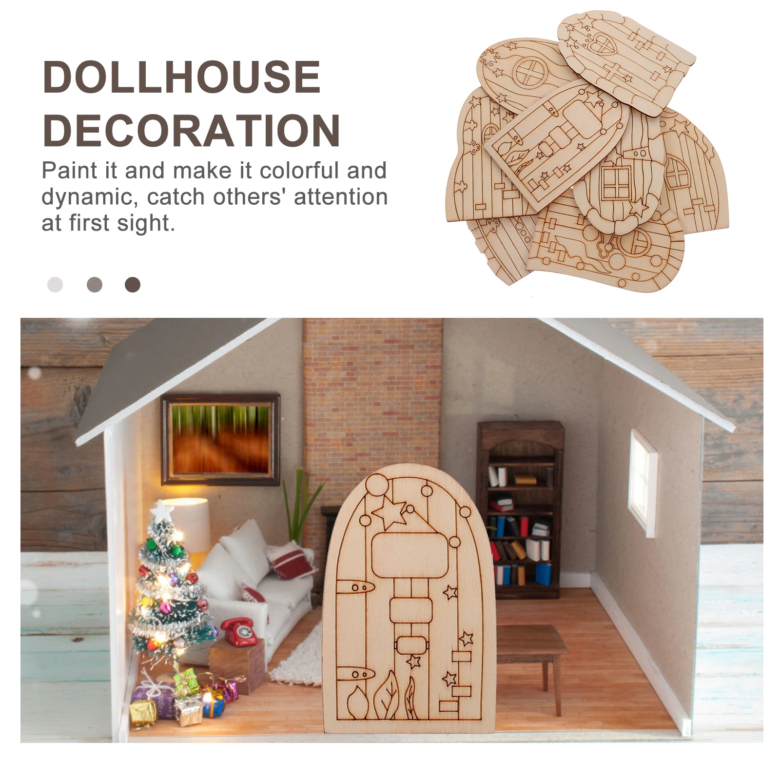 

64pcs Mini Fairy Door Unpainted Wooden Miniature Blank Fairy House Door Diy Craft Kids For Graffiti Home Decor Photography