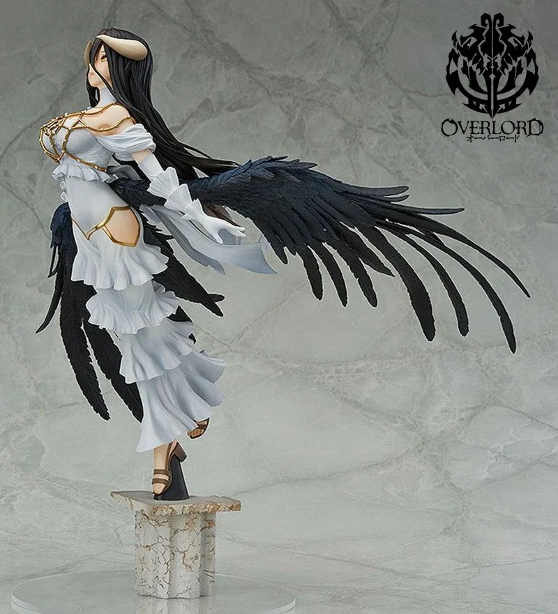 29CM Anime Overlord Albedo Action Figure PVC Sexy White Strapless Dress Stand On One Leg Model Toy Birthday Gift For Child