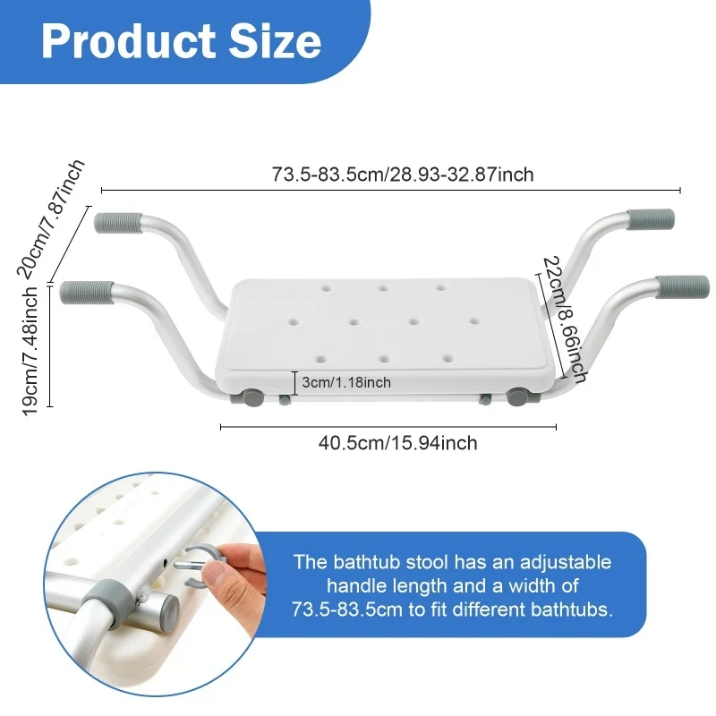 Adjustable Shower Chair Bath Bench for Elderly Disabled Handicap Safety Non Slip Bathtub Seat Board Pad Fits Most Tubs Universal image 6