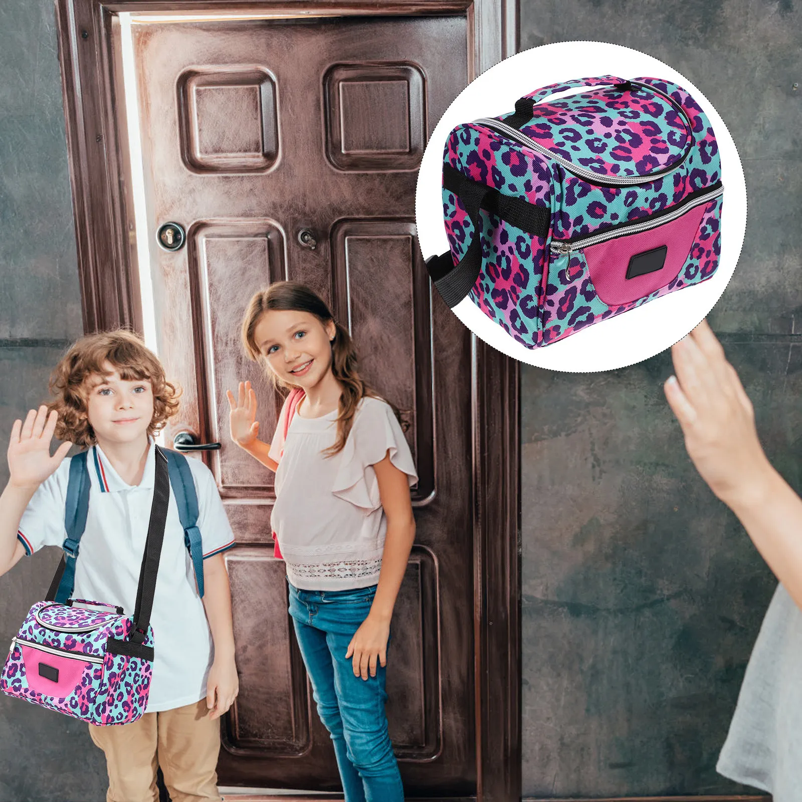 

Children Bento Bag Oxford Fabric Insulated Heat Retention Portable Easy Carry H Thick Pearl Cotton Outdoor Lunch Tote