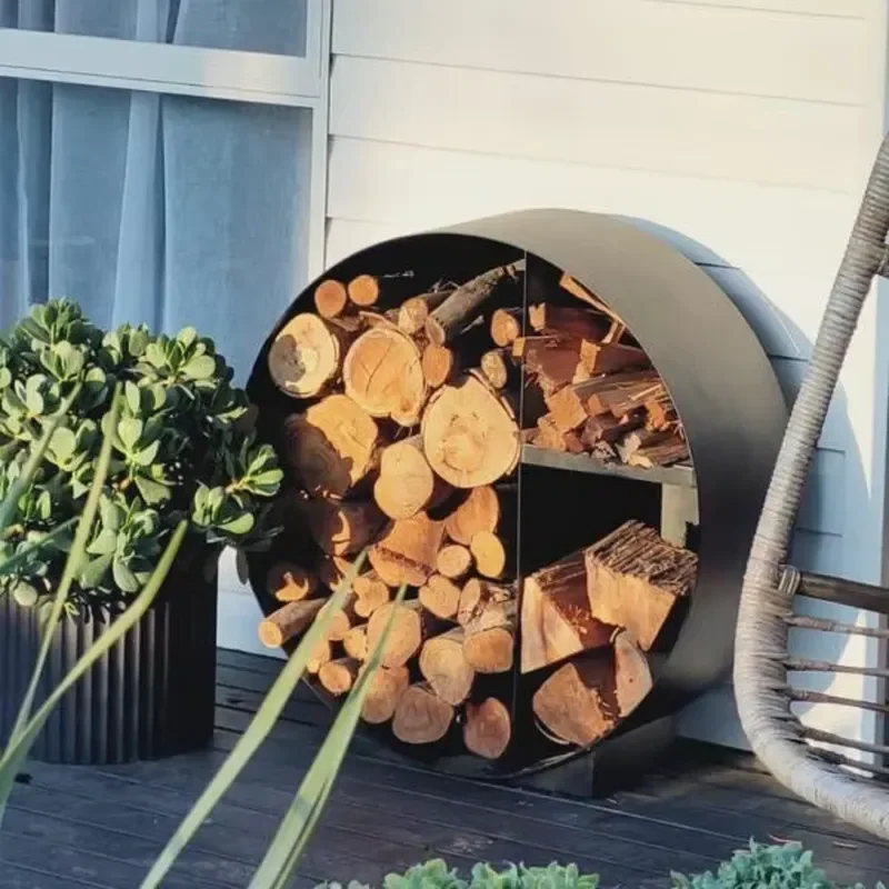 32 Inch Firewood Rack Indoor Outdoor Heavy Log Holder Stand with Weather Resistant Steel for Fireplace
