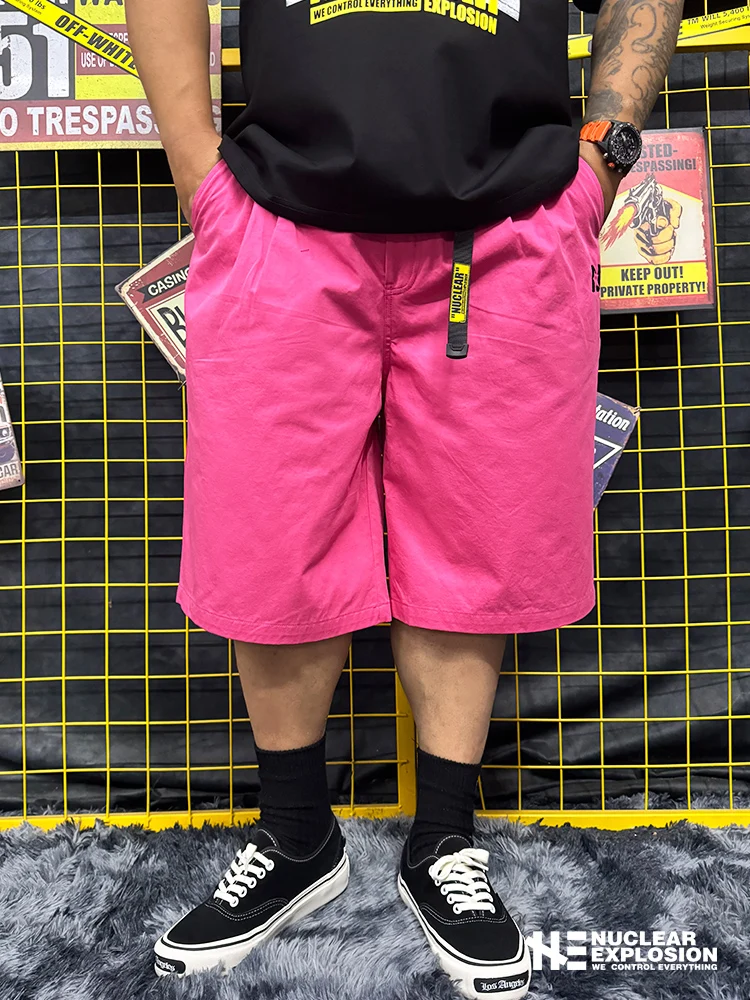 

Summer Trend Nuclear Explosion Loose Fit Cotton Shorts Men's Casual Straight Leg Six-Inch Length Color Large Size Shorts