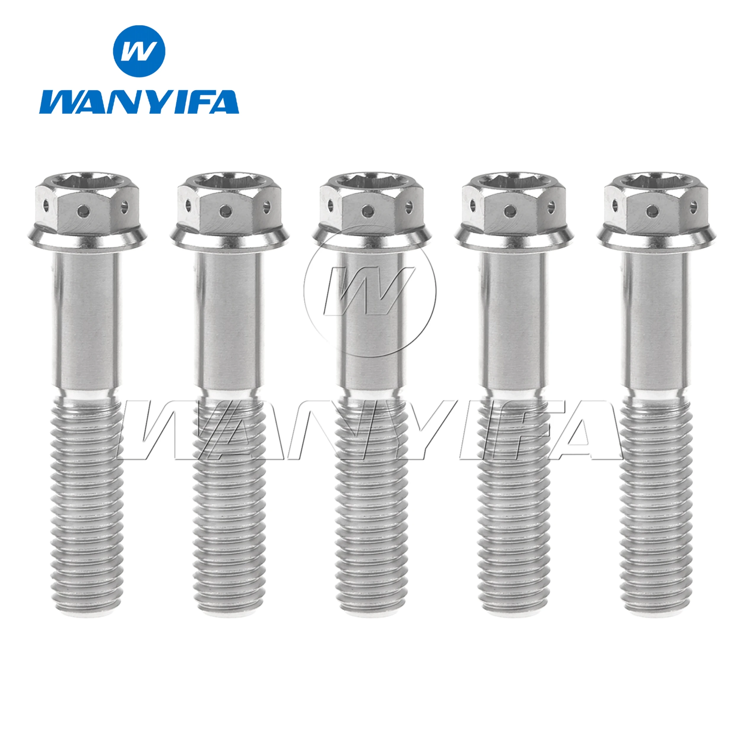 Wanyifa Titanium Bolts M8 Flange Hex Head Screw For Motorcycle Car Modification M8x15 20 25 30 35 40 45 50 55mm 5/12PCS Screws