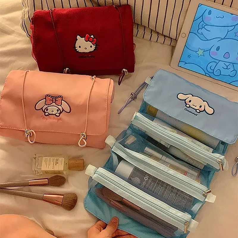 

Ins Hello Kitty Y2K Up Large Capacity Storage Bags Anime Sanrio Kuromi Cinnamoroll Portable Waterproof Removable Cosmetic Bag