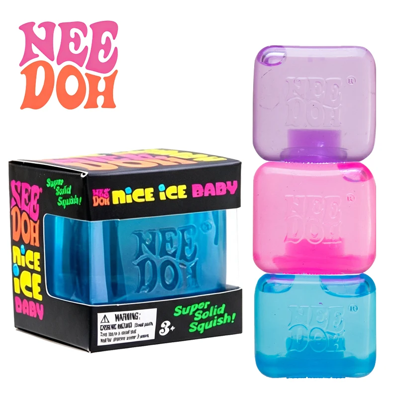 Schylling Needoh Nice Ice Cube Squeeze Toy Mini Solid Squish Maltose Stress Relief Toy Slow Rebound Fidget Anti Anxiety Gift
