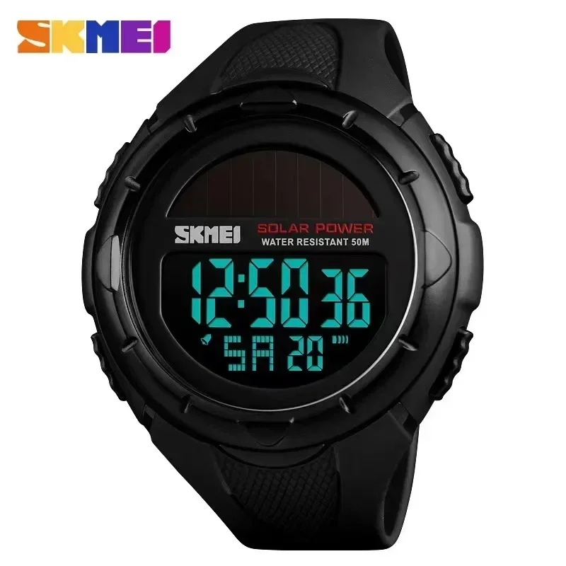 

SKMEI Digital Wrist Watches for Men Luxury Solar Wristwatches Waterproof Alarm Clock Luminous Watch Gift