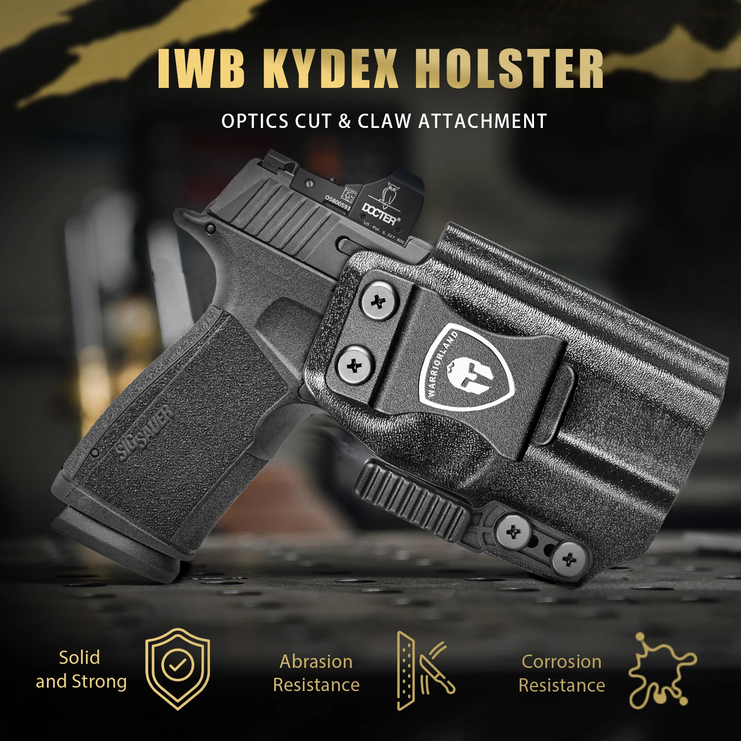 WARRIORLAND Sig P365X-Macro IWB Kydex 홀스터, 클로 부착 및 광학 컷 포함: Sig Sauer P365XMACRO, 내부 허리띠 부록