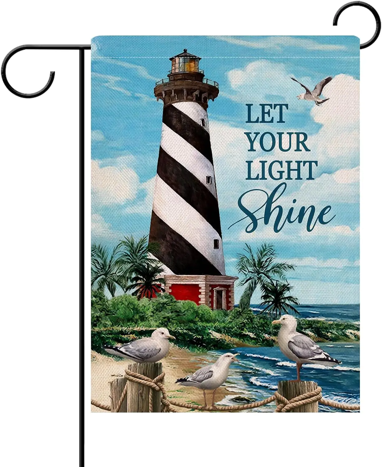 Dyrenson Let Your Light Shine Summer Beach Lighthouse Decorative Garden Flag, Coastal Ocean Yard Outside Decorations Outdoor UUM