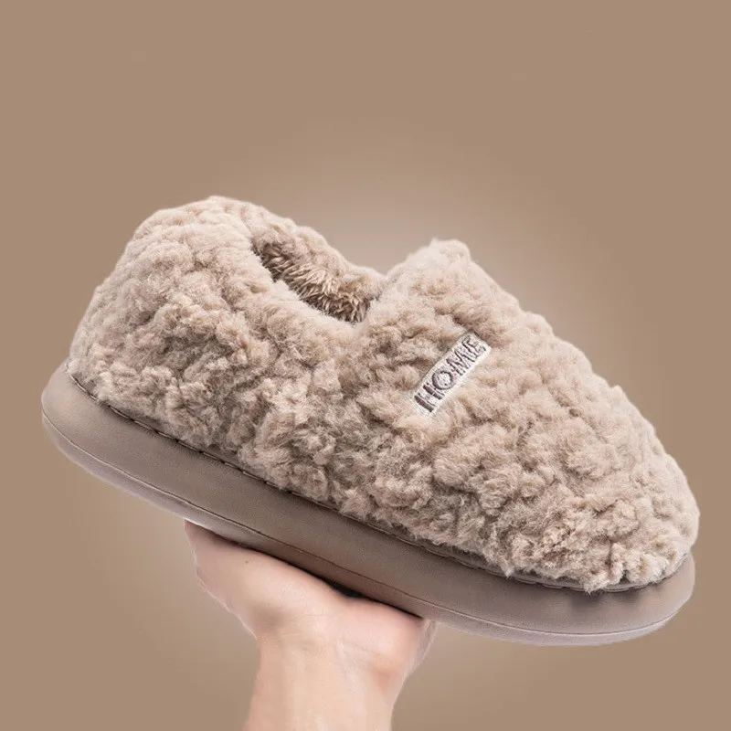 

New Winter Warm Women Platform Plush Slippers Indoor Soft Fluffy Slides Men Casual Flats Home Couples Bedroom Furry Shoes