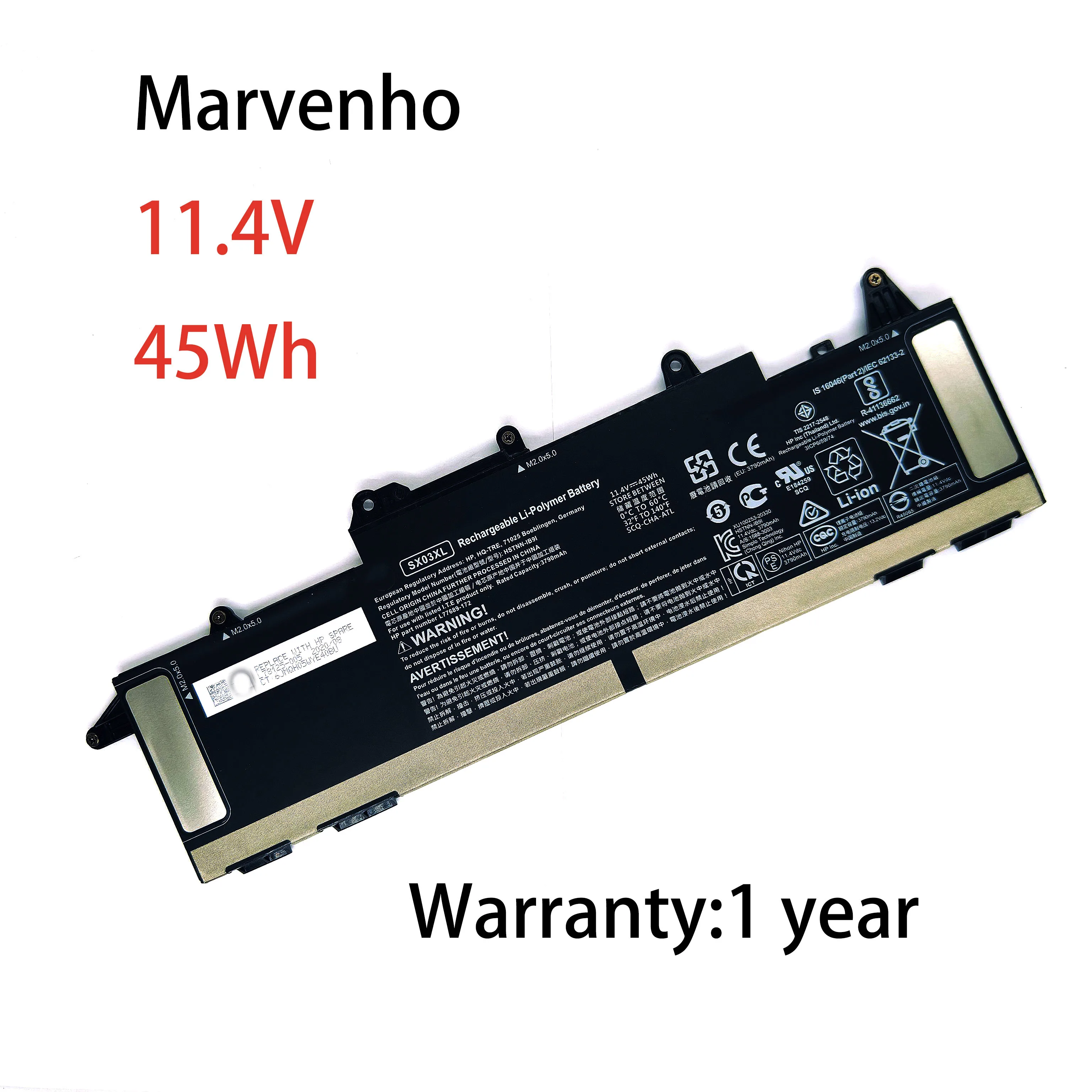 

Новая батарея Marvenho 45Wh 11.4V 3790mAh SX03XL HSTNN-IB9I L77689-172 для ноутбуков HP ProBook x360 435 G7 G8
