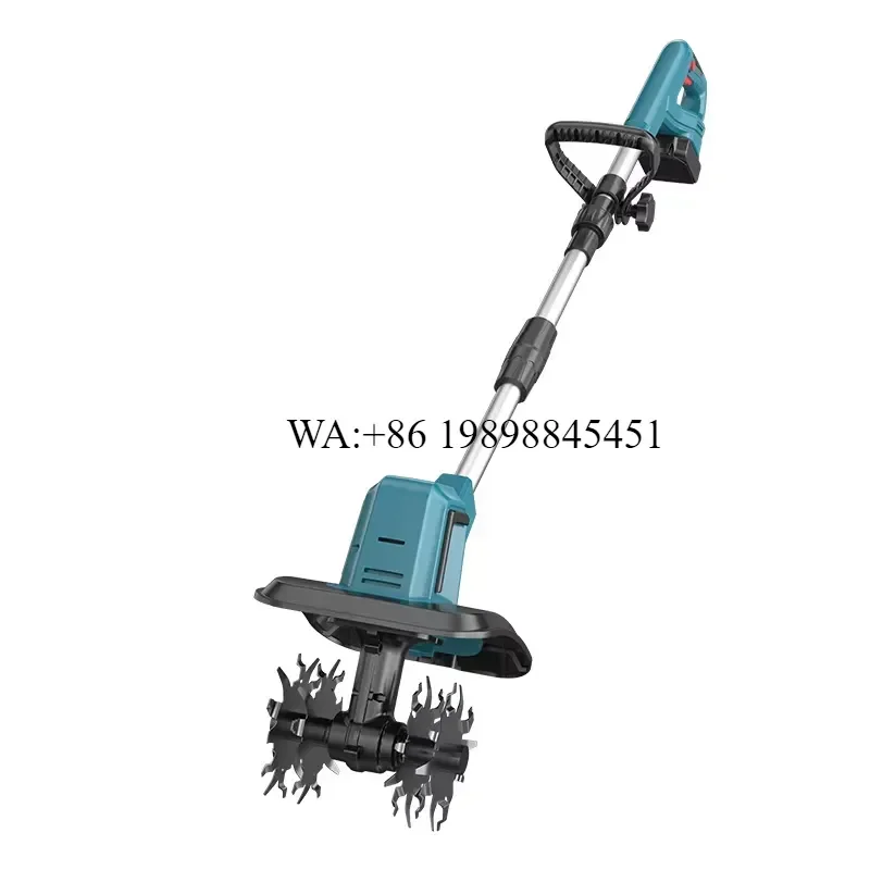 WMWMNU 21V Cordless Tiller Cultivator Lithium-Ion Battery Powered Mini Garden Hoe for Home Use Weeding and Soil