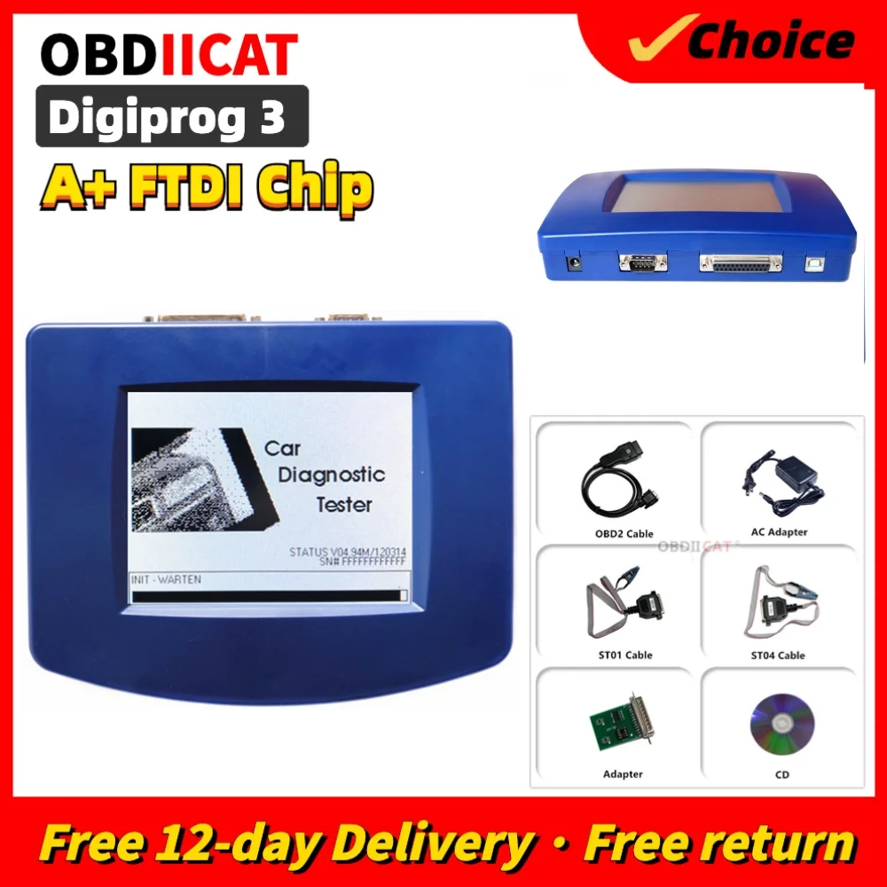 

Качественный программатор Digiprog III V4.94 Digiprog3 FTDI Chip KM, программатор Digiprog 3 с кабелем OBD2 ST01 ST04