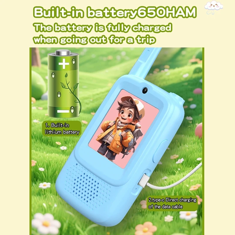 Children's Video Intercom 2-inch High-definition Screen Rechargeable Voice One-Click Call Intercom Gift For Kids Outdoor