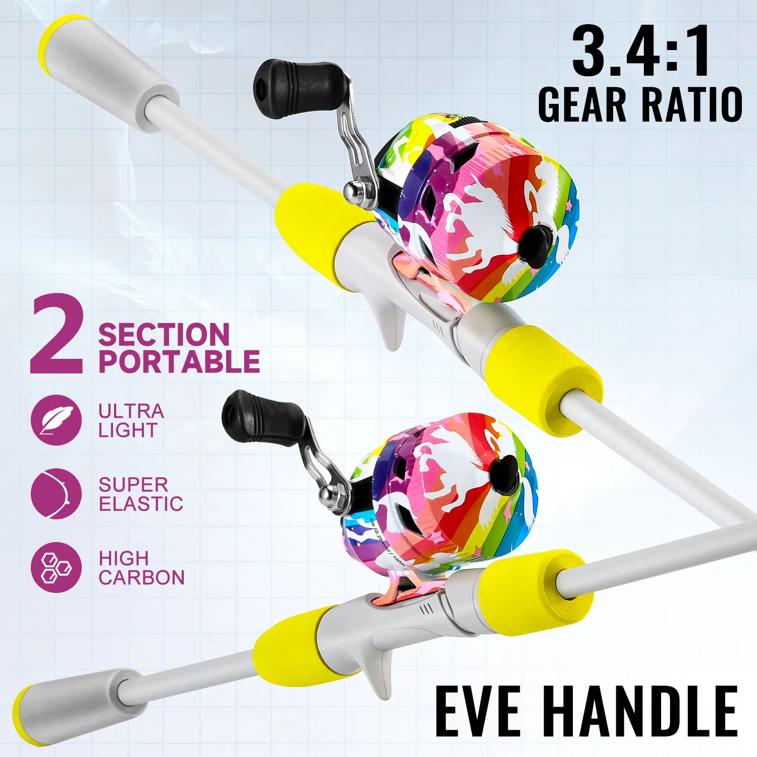 Caña baitcasting Sougayilang, carrete y nylon con mango EVA - imagen 3