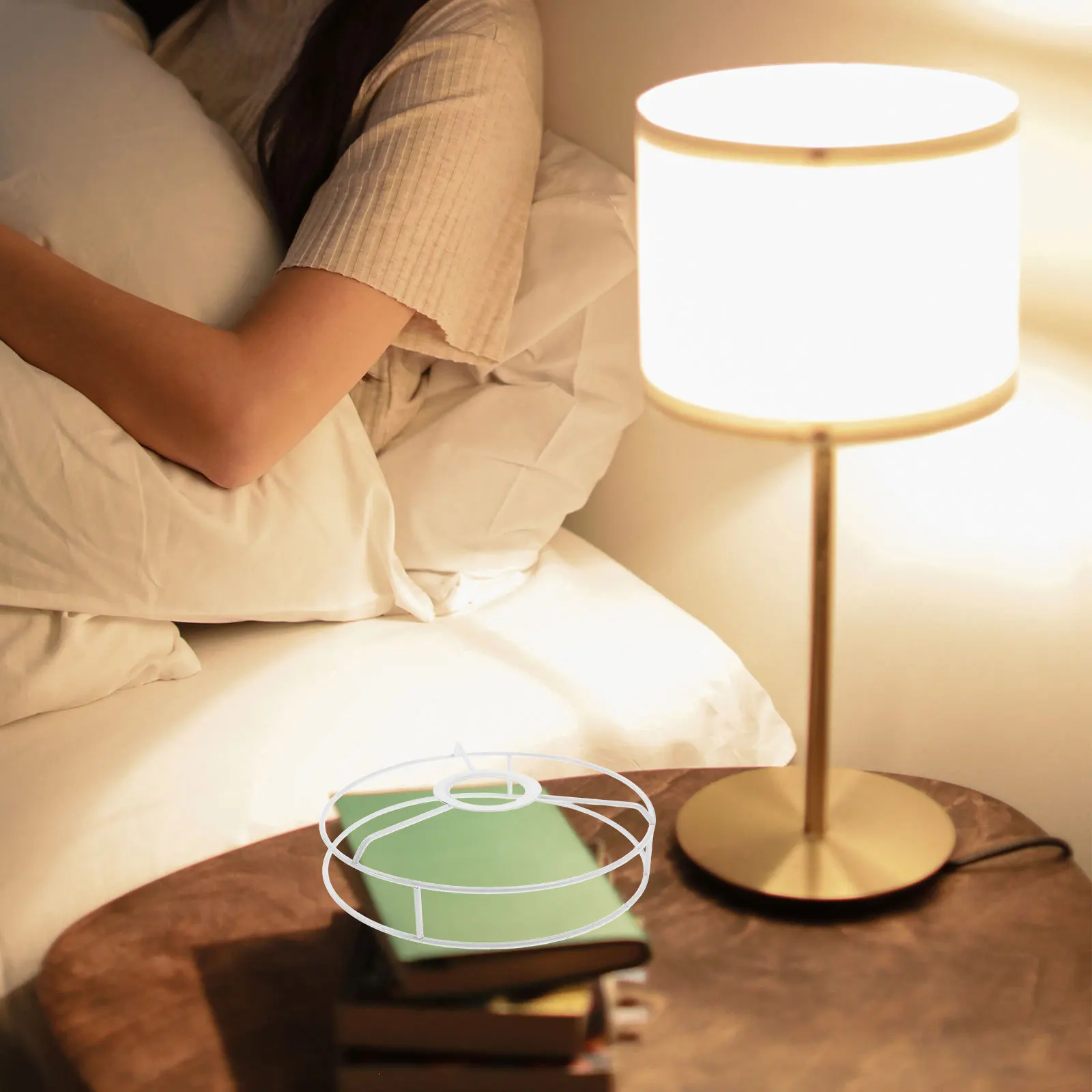 إطار عاكس الضوء مستدير مصنوع يدويًا من سلك الحديد لتقوم بها بنفسك حلقة لقلادة مصباح الطاولة ملحقات إضاءة ديكوريّة منزلية بسيطة