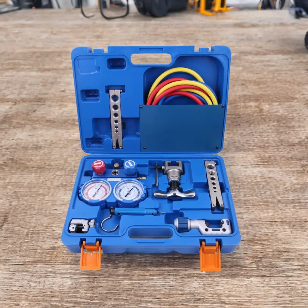 

VTB-5B Refrigeration Integrated Flare Tool Kit Refrigeration Tool Kit Expander Kit with R410 Refrigerant Pressure Gauge