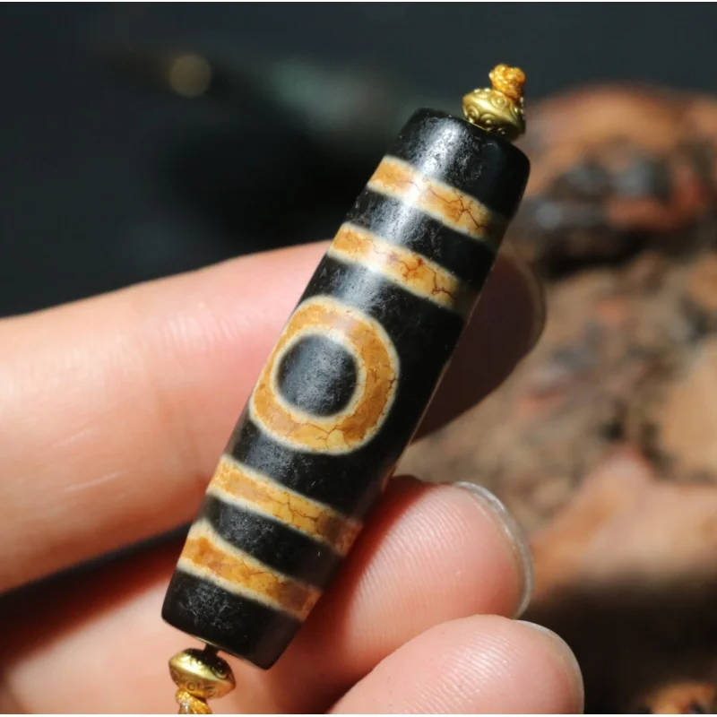 

Energy Tibetan Old Agate Heaven&Earth Harmonious Symbol dZi Bead Amulet Pendant