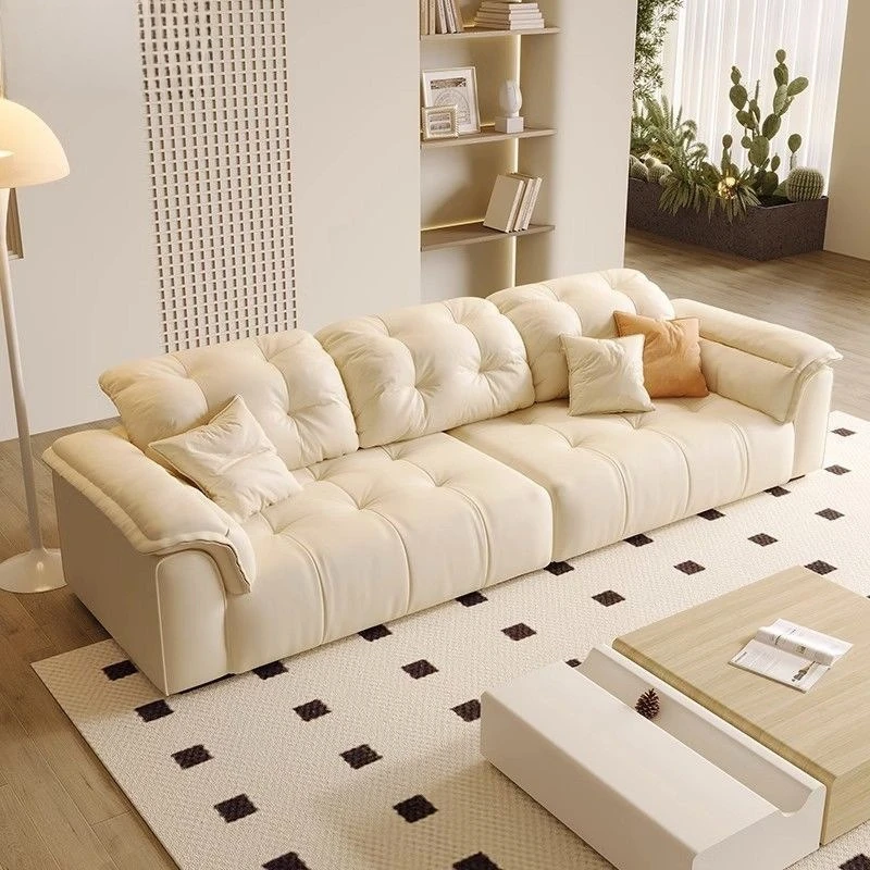 

Fabric sofa Italian cream wind cat claw cloth living room small apartment simple modern cloud light luxury ins style sofa