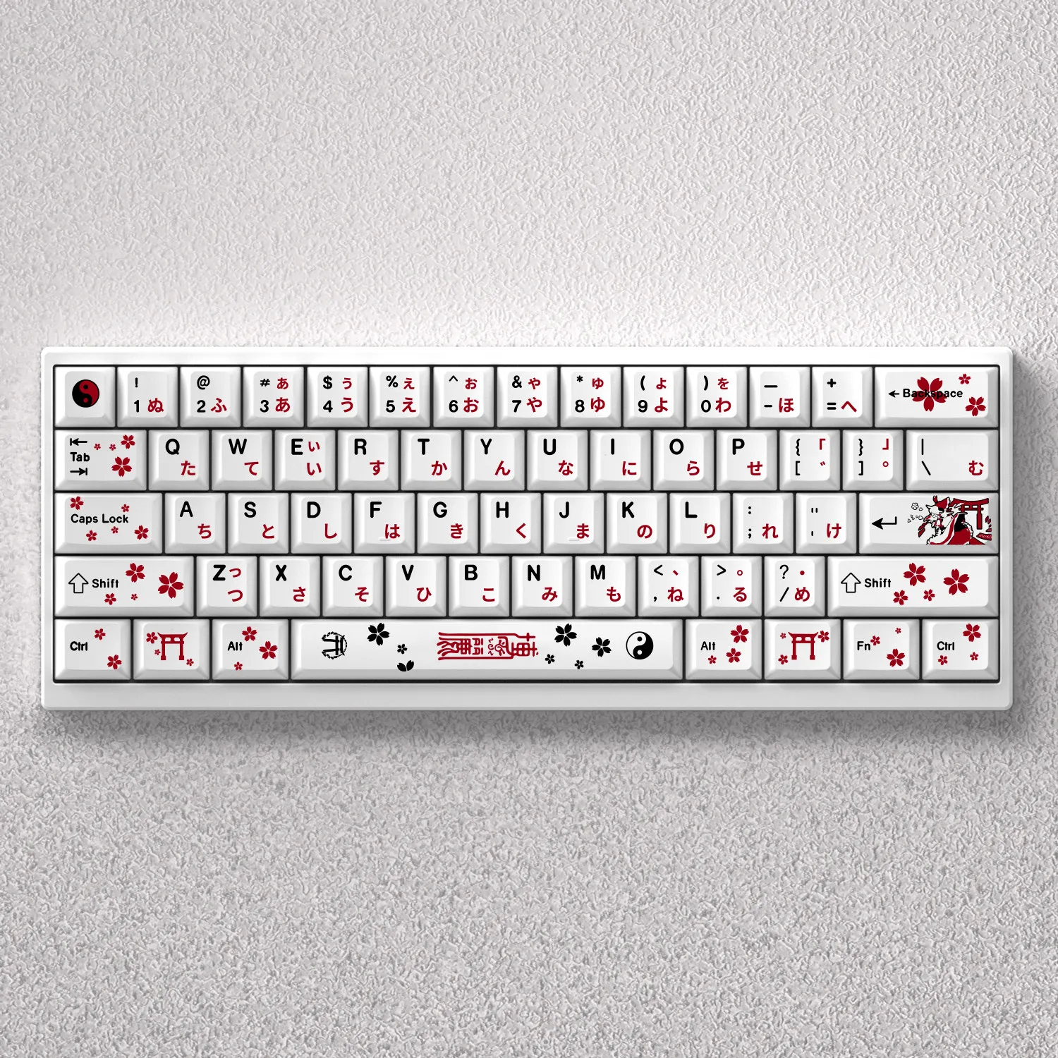 Hakurei Reimu Keycaps PBT Dye Sublimation Cherry Touhou Project Anime 73 97 Keys White for Mechanical Keyboard AULA F75 Ajazz