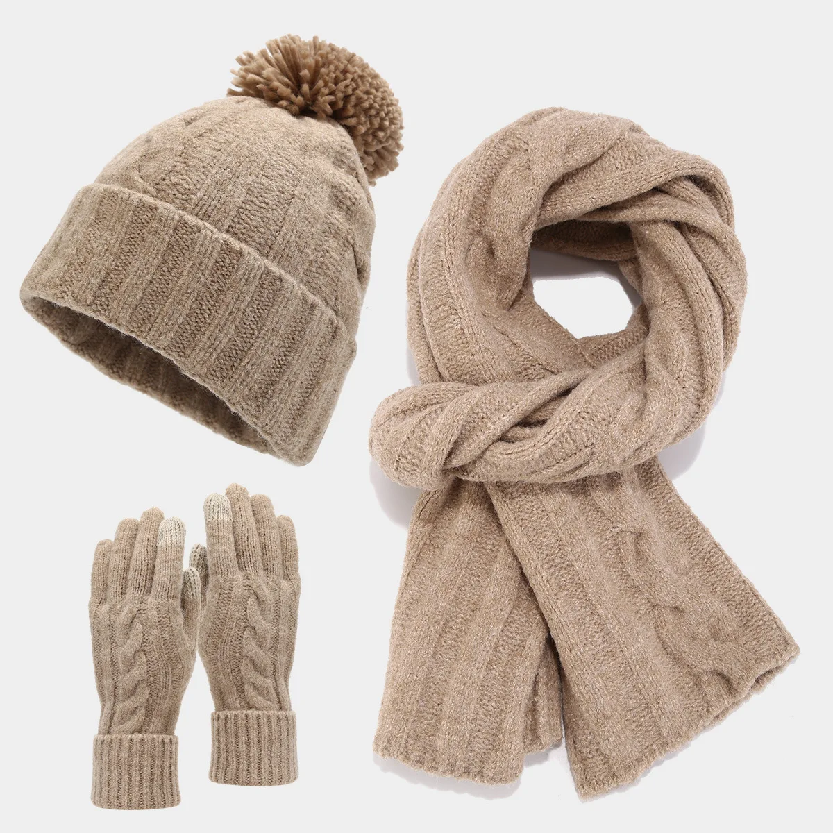 USPOP 3PCS Warm and Stylish Scarf Hat Glove Set for Winter