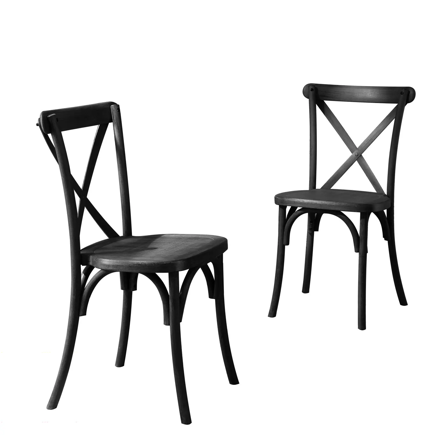 2-Pack Black Waterproof Resin Cross Back Dining Chairs