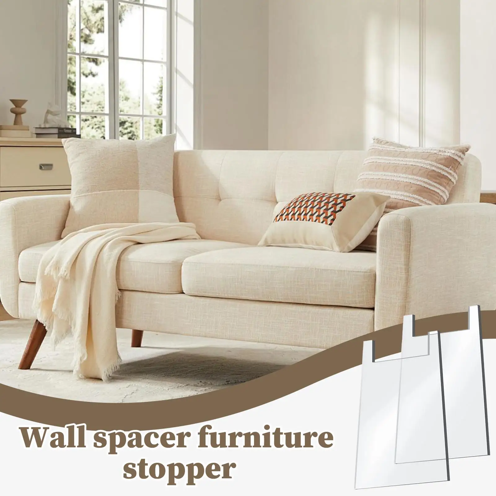 واقيات حائط الأثاث مكونة من قطعتين من فواصل الأثاث المصنوعة من الأكريليك الشفاف لمقبس الأريكة والسرير وخزانة الشقة والمنزل