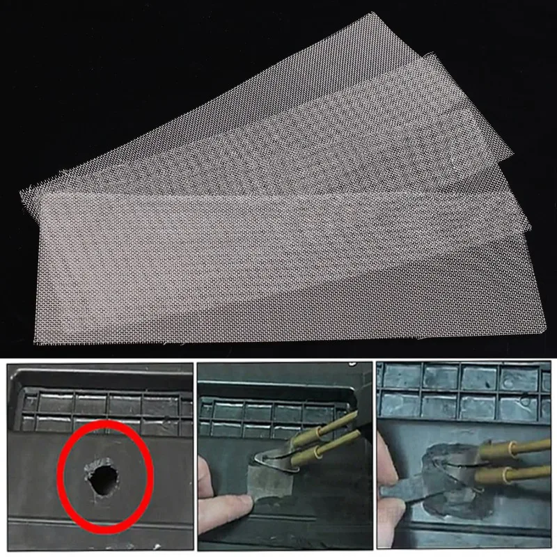 Kit de réparation de fissures de pare-chocs de voiture, maille de renfort de soudeur en plastique, filet métallique de soudage en acier inoxydable pour agrafeuse à chaud, outil de carrosserie de voiture