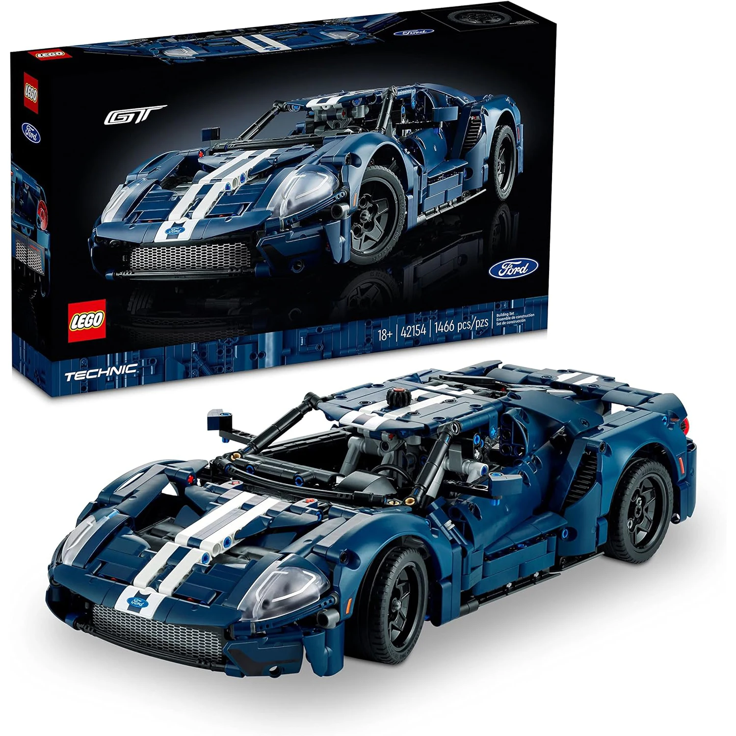 LEGO Technic-42154 2022 Ford GT Creative Building Block Toy Set, Room Decoration