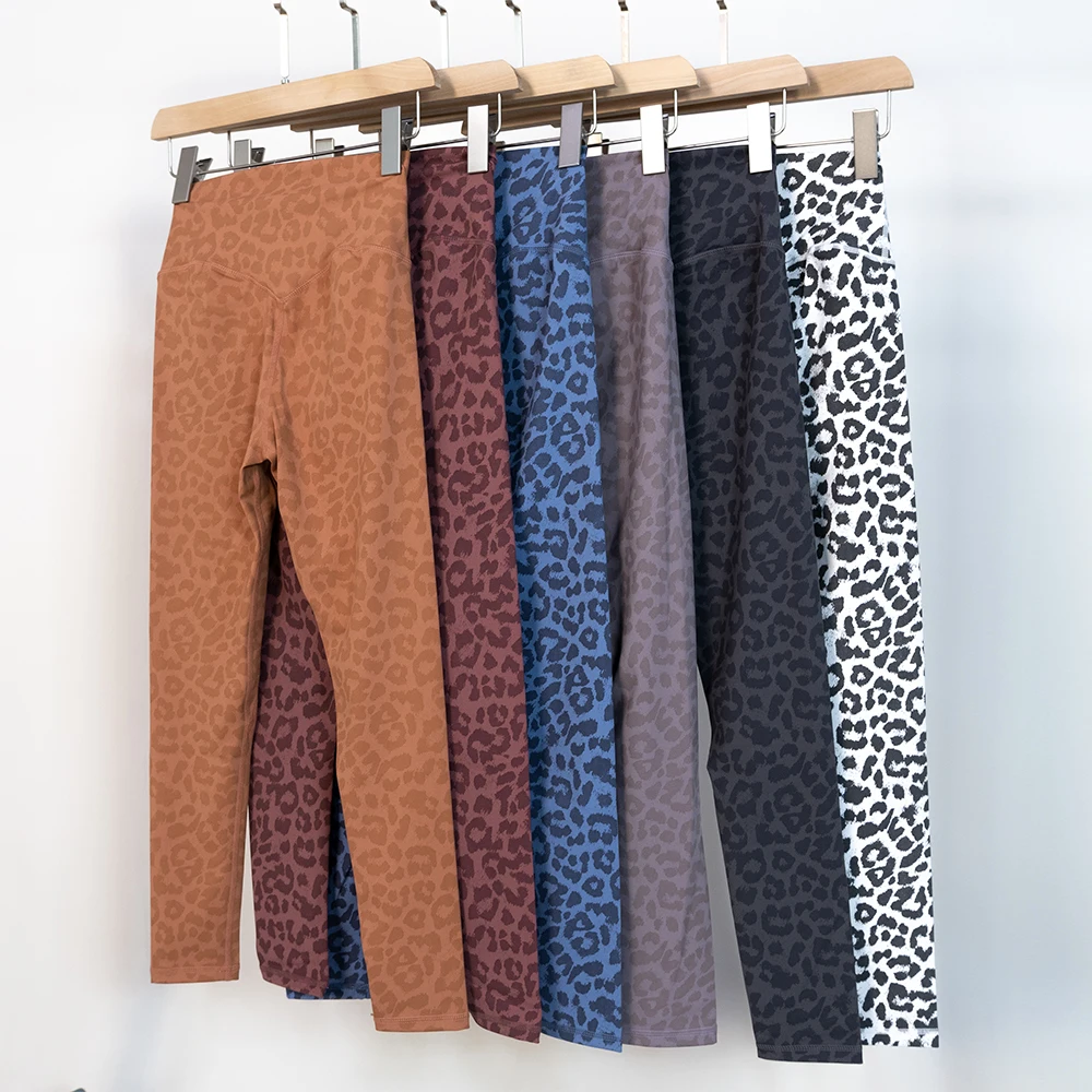 LULU FLORA Yoga clothes, women's sports and fitness pants, leopard print quick drying, tight fitting, high waist, naked feeling