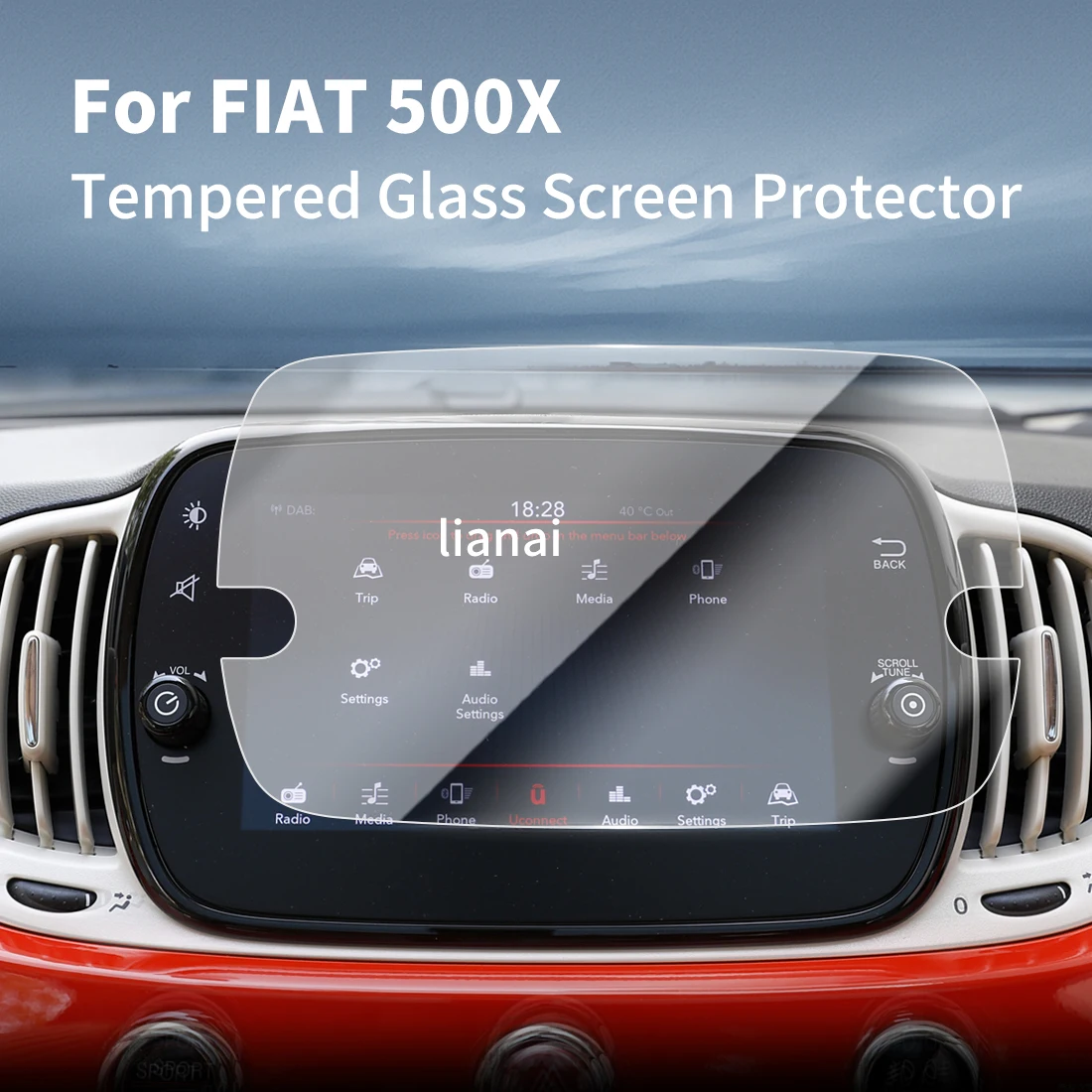 Carplay Screen Protector Tempered Glass Protective Film Navigator Car Stickers Accessories For24 Fiat 500X